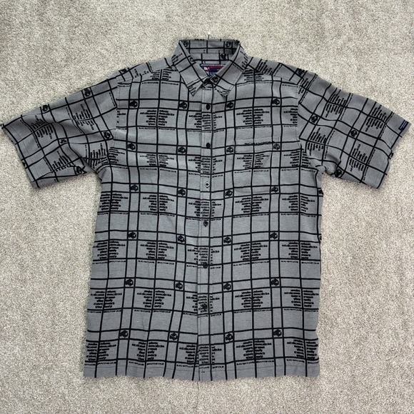 Southpole Other - Southpole Button Up Shirt Men L Gray Black Grid Monogram Y2K Streetwear Baggy